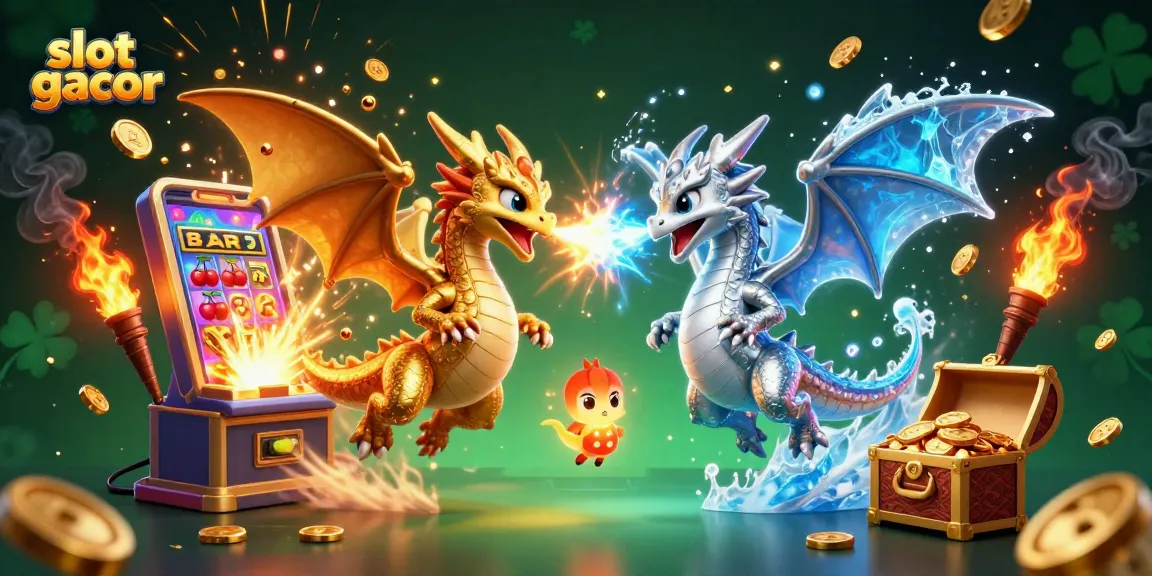 Experience the thrilling action of slot gacor with vibrant dragons and explosive casino elements in a rich 3D fantasy scene.