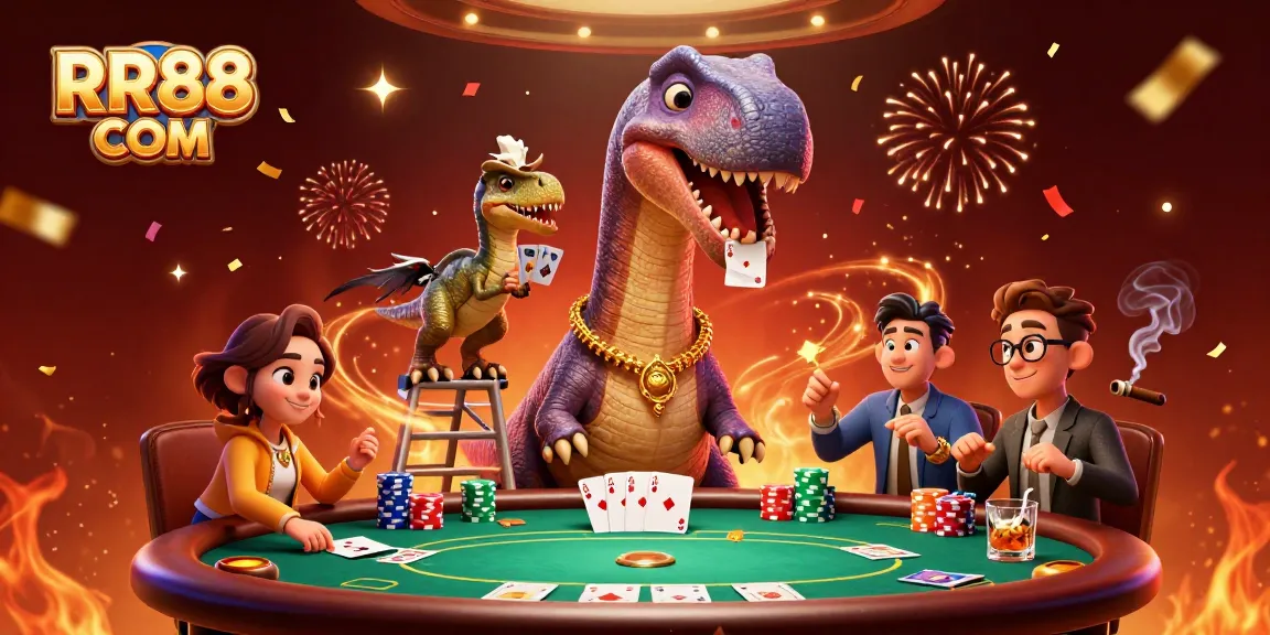 Experience thrilling poker action at RR88 COM with colorful chips and dynamic characters.