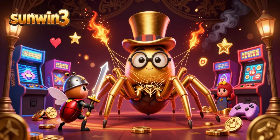 Experience thrilling gameplay at sunwin3, where a giant tarantula and knight engage in a magical casino adventure.