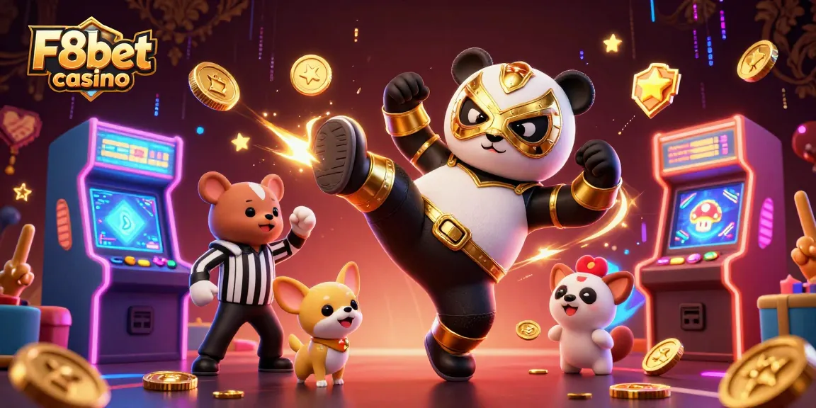 Experience the excitement of F8bet casino with engaging characters and vibrant gaming elements in a dynamic atmosphere.