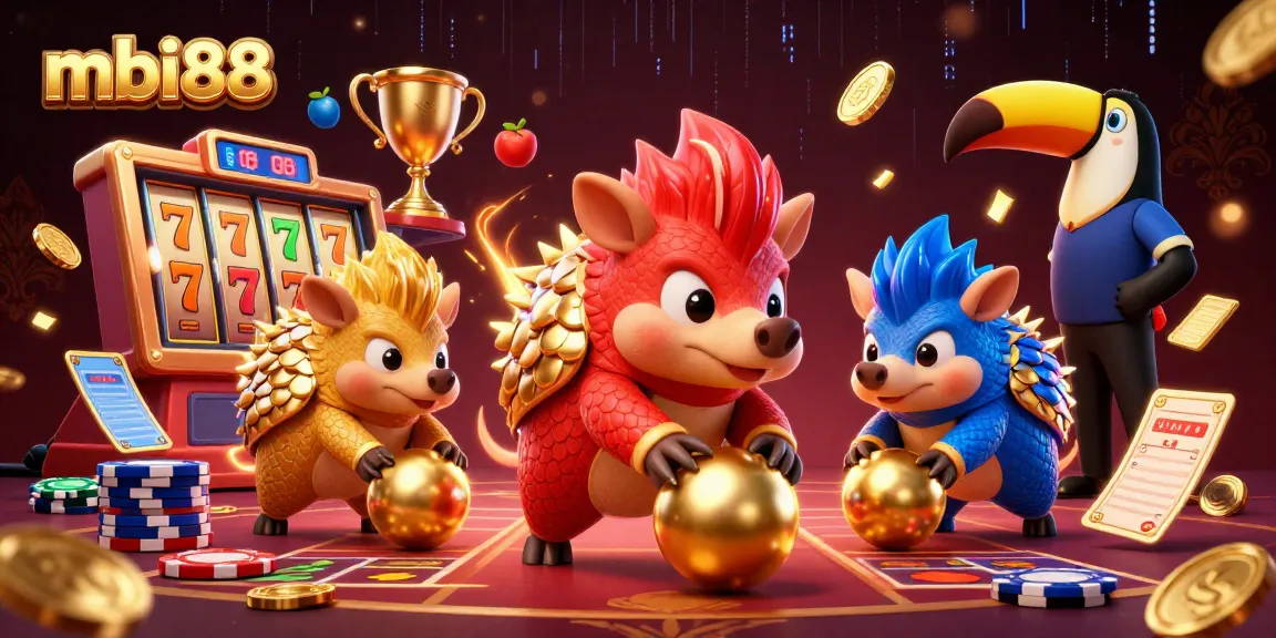 Experience thrilling gameplay with mbi88 as rival pangolins compete in a dynamic casino scene.