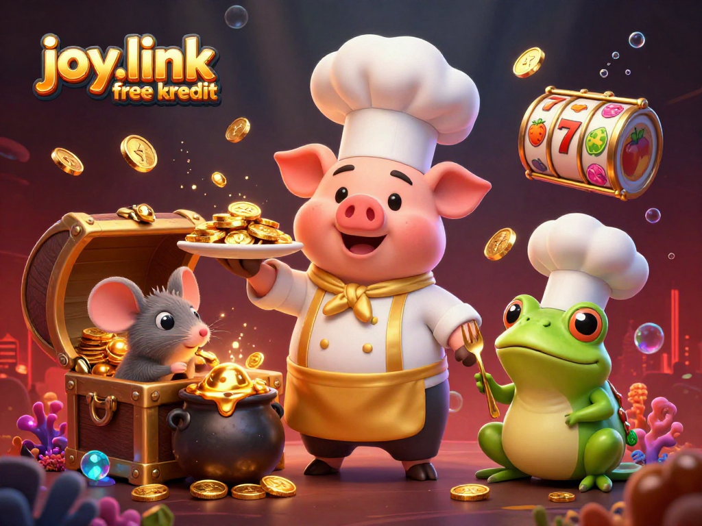 Serving joy.link free kredit delights with gold coins in a vibrant casino-themed scene.