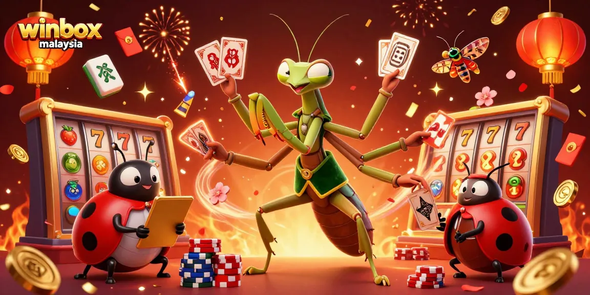 Experience winbox malaysia excitement with vibrant games and festive atmosphere in a stunning illustration.