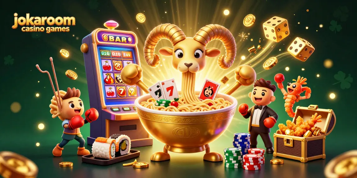 Engaging jokaroom casino games scene with unique characters, vibrant 3D design, and interactive elements.