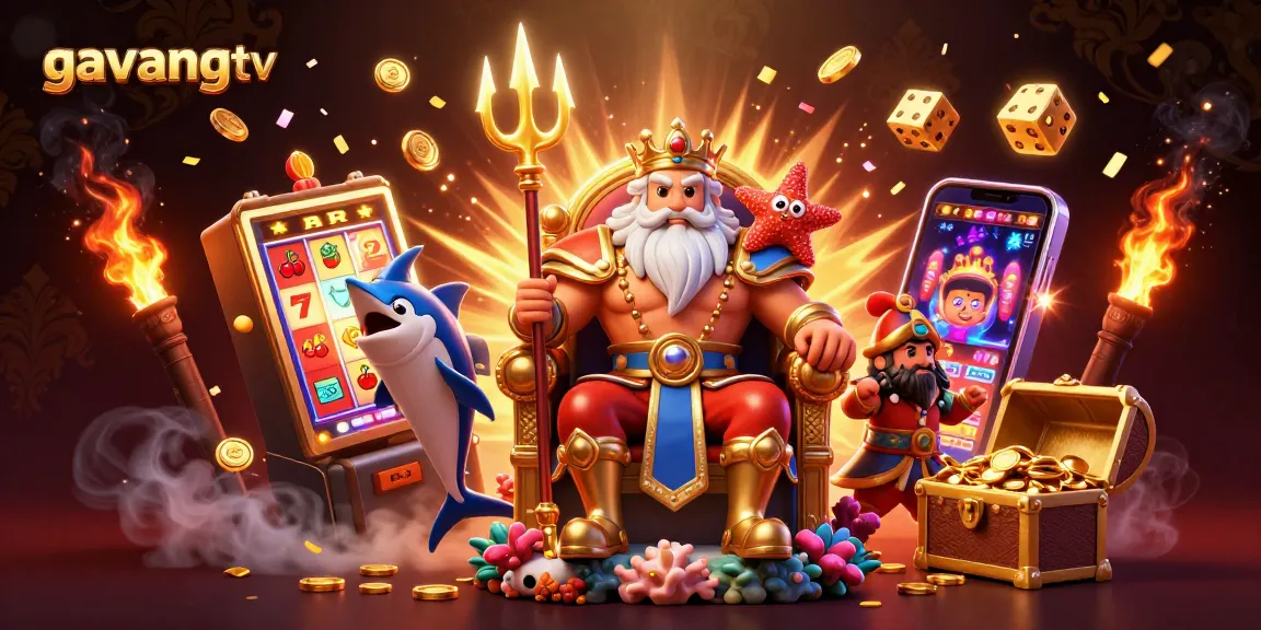 Spin to win with gavangtv's vibrant casino undersea adventure featuring Neptune and gold!