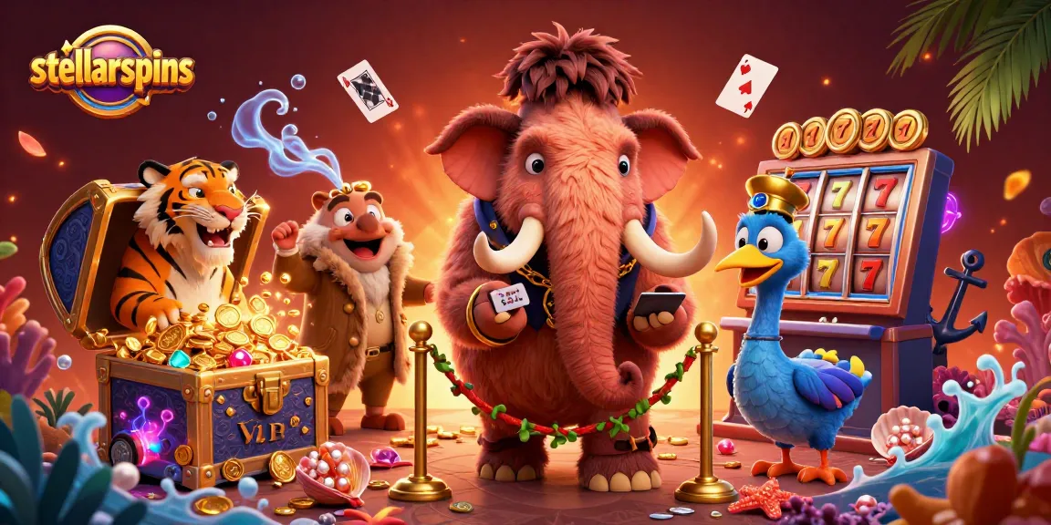 Experience stellarspins with vibrant characters and rich casino elements in this 3D illustration.