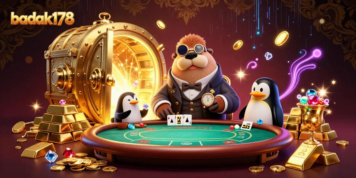 Experience the excitement at badak178's underwater poker game with unique characters and vibrant treasures.