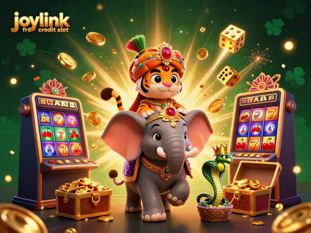Engage with the joylink free credit slot through a vibrant 3D casino scene packed with excitement.